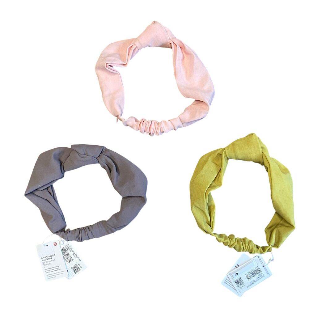 Lululemon Knot Spotting Headband One Size Pink Green Gray Lot 3